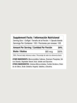 Alternative view of BIOTIN 900 MCG X 100 SOFT