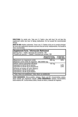 Alternative view of MAGNESIUM OXIDE 400 MG 100 T HEALTHY AMERICA