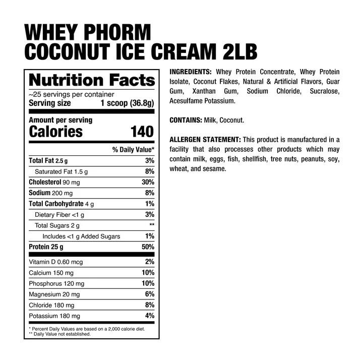 WHEYPHORM X 2 LBS COCONUT ICE CREAM - Imagen 2